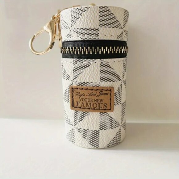 Luxury White Mini Keychain Bucket Cosmetic Bag Handbag Pendant - Picture 4 of 7